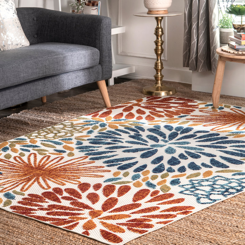 World Menagerie Weyland Paisley Blue/Orange Indoor/Outdoor Area Rug